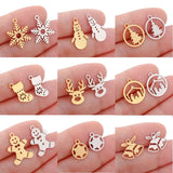 5PCS Stainless Steel Christmas Pendant Snowman Deer Tree Snowflake Accessories