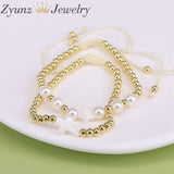 5PCS Star Cross Shell Charm Rope Bracelet Beaded Bracelets for Women