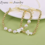 5PCS Star Cross Shell Charm Rope Bracelet Beaded Bracelets for Women