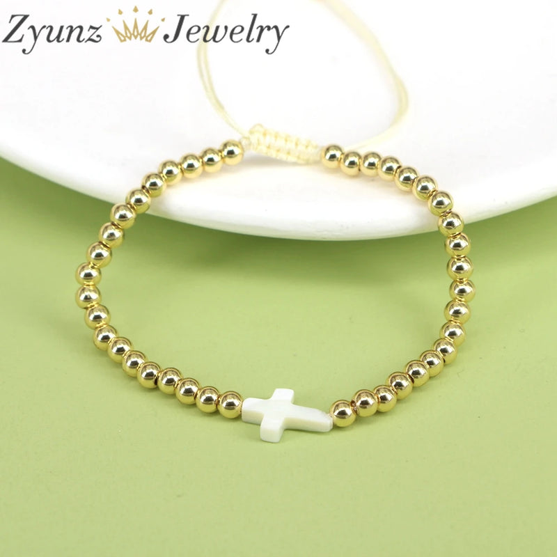 5PCS Star Cross Shell Charm Rope Bracelet Beaded Bracelets for Women