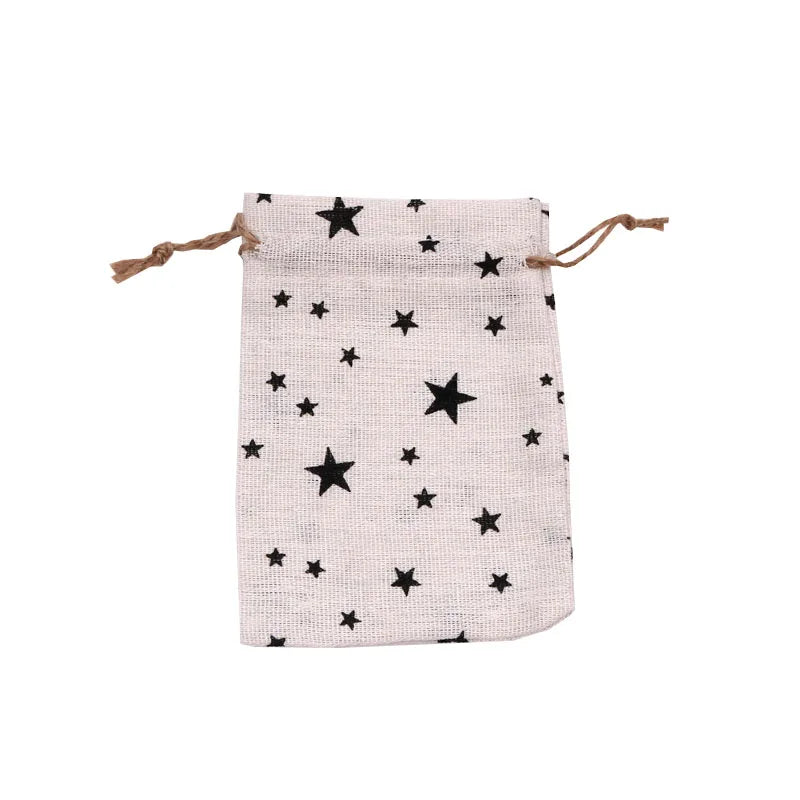 5PCS Star Printing Cotton Gift Bags Drawstring Storage Sachets Customize Logo
