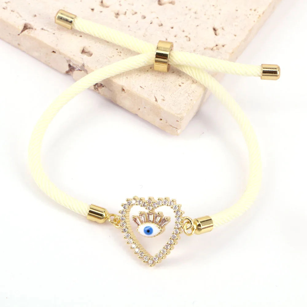 Colorful Enamel CZ Heart Eye Bracelet For Women