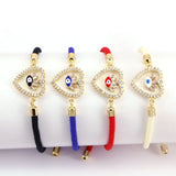 Colorful Enamel CZ Heart Eye Bracelet For Women