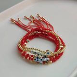 5PCS Evil Eye Bracelet Red Crystal Beaded Lucky Evil Eye Pulseras