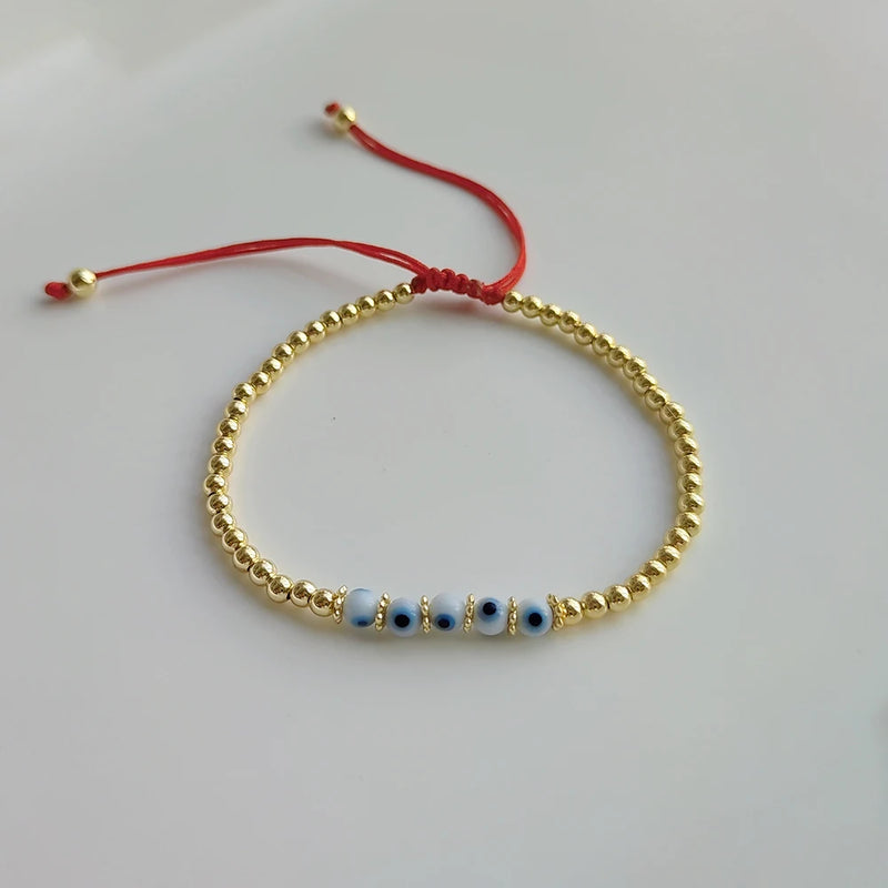 5PCS Evil Eye Bracelet Red Crystal Beaded Lucky Evil Eye Pulseras