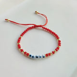 5PCS Evil Eye Bracelet Red Crystal Beaded Lucky Evil Eye Pulseras