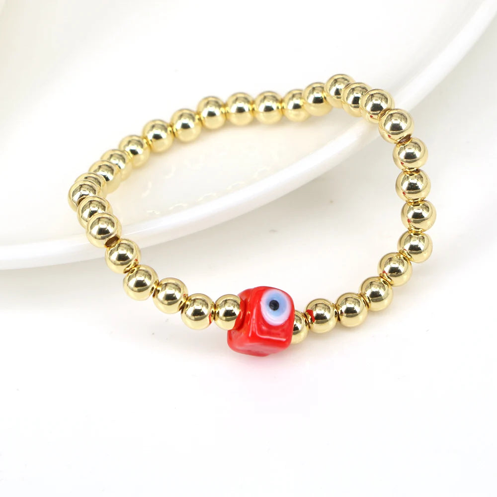 5PCS Evil Eye Bracelet Sets, Colorful Lampwork Bead Eyes, Lucky Couple Bracelets