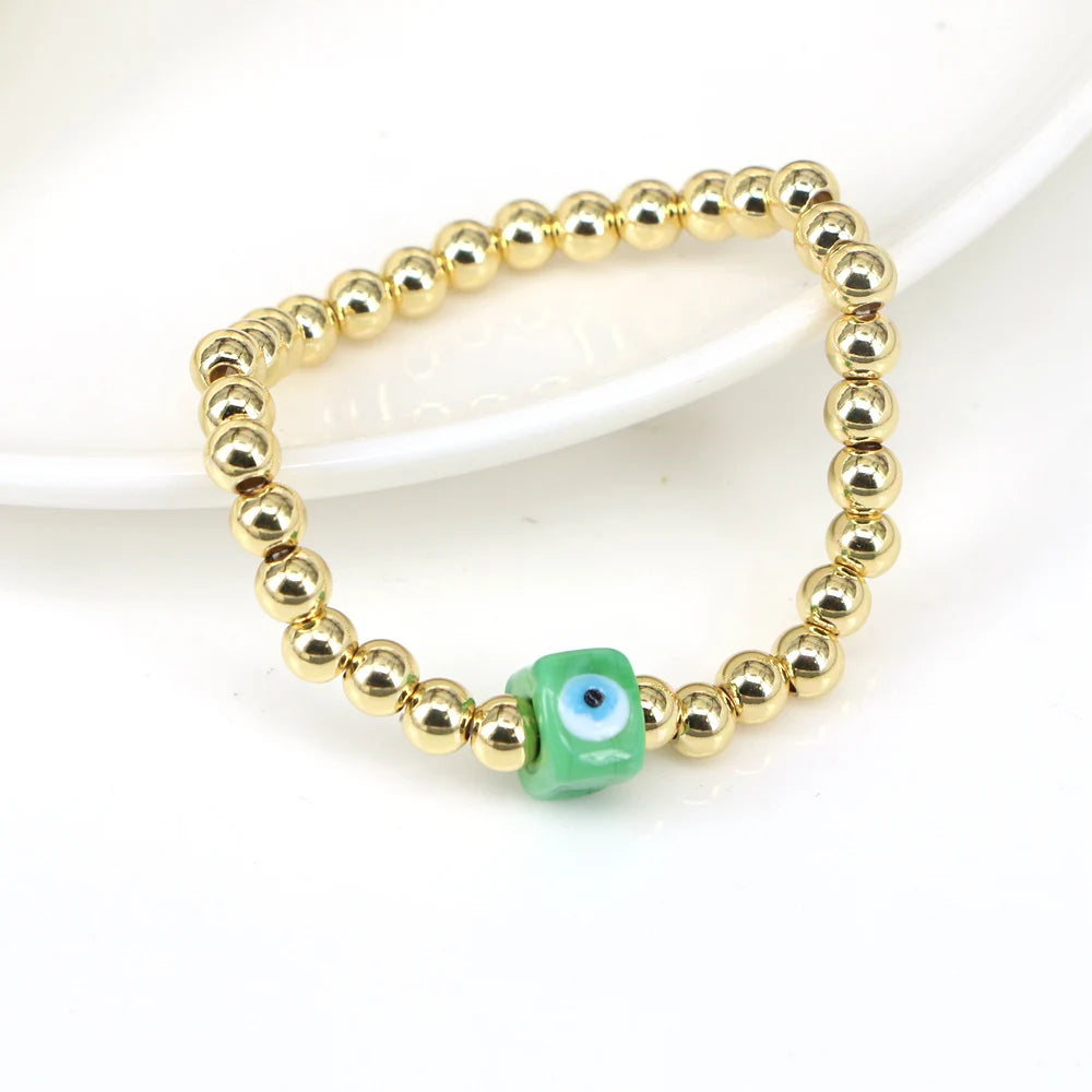 5PCS Evil Eye Bracelet Sets, Colorful Lampwork Bead Eyes, Lucky Couple Bracelets