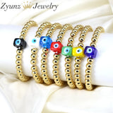 5PCS Evil Eye Bracelet Sets, Colorful Lampwork Bead Eyes, Lucky Couple Bracelets