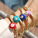 5PCS Evil Eye Charm Beads Bracelet Boho Lucky Eye Braided Rope Jewelry