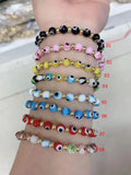 5PCS Evil Eye Glass Bead Chain Bracelets Lucky Jewelry Accessory