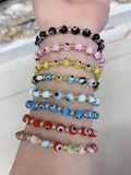 5PCS Evil Eye Glass Bead Chain Bracelets Lucky Jewelry Accessory