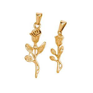5PCS Vintage Stainless Steel Rose Flower Pendant Necklace
