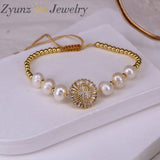 5PCS Virgin Mary Charm Bracelet Natural Freshwater Pearl Bracelet