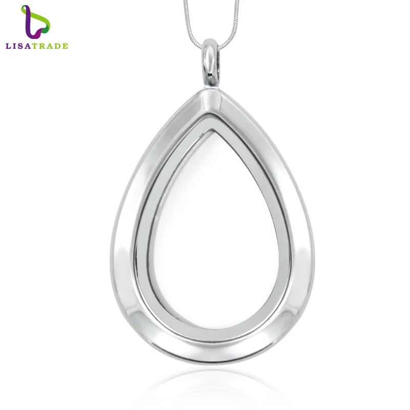 Water Drop Locket Necklace Magnetic Floating Charms Zinc Alloy LSFL047-1*5