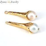 5PCS Water Drop Nature Pearl Pendant with Plated, Jewelry Findings