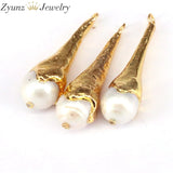 5PCS Water Drop Nature Pearl Pendant with Plated, Jewelry Findings