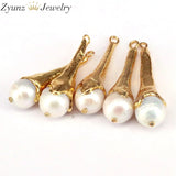5PCS Water Drop Nature Pearl Pendant with Plated, Jewelry Findings