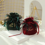 5PCS Wedding Velvet Sachet Gift Bags with Handles & Drawstring Pouch