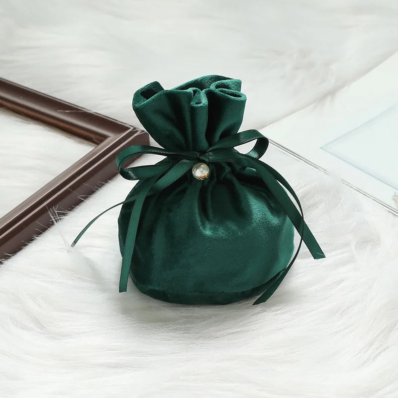 5PCS Wedding Velvet Sachet Gift Bags with Handles & Drawstring Pouch