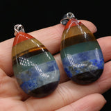 7 Chakra Healing Drop Shaped Dowsing Pendant Quartz Natural Stone