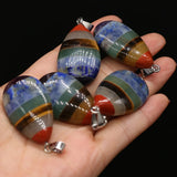 7 Chakra Healing Drop Shaped Dowsing Pendant Quartz Natural Stone