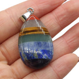 7 Chakra Healing Drop Shaped Dowsing Pendant Quartz Natural Stone