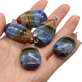 7 Chakra Healing Drop Shaped Dowsing Pendant Quartz Natural Stone