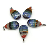 7 Chakra Healing Drop Shaped Dowsing Pendant Quartz Natural Stone