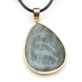 5PCS Natural Flash Labradorite Stone Drop Water Shape Pendant Necklace