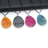 5PCS Natural Stone Agate Drop Water Shape Pendant Necklace For Jewelry Making