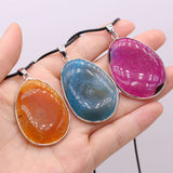 5PCS Natural Stone Agate Drop Water Shape Pendant Necklace For Jewelry Making