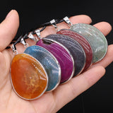 5PCS Natural Stone Agate Drop Water Shape Pendant Necklace For Jewelry Making