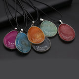 5PCS Natural Stone Agate Drop Water Shape Pendant Necklace For Jewelry Making