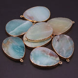 5PCS Amazonite Stone Drop Shape Pendant for Jewelry Making DIY