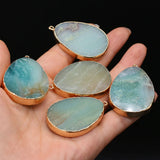 5PCS Amazonite Stone Drop Shape Pendant for Jewelry Making DIY