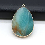 5PCS Amazonite Stone Drop Shape Pendant for Jewelry Making DIY