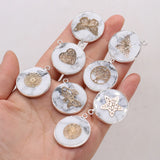 5PCS Turquoise Stone Round Pendant Silver Plated DIY Jewelry Making