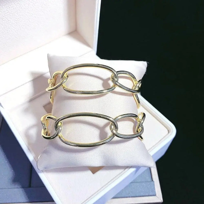 5PCS Oval Link Chain Metal Bracelet for Women Men