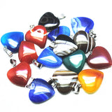 5PCS Carnelian Gemstone Heart Pendants 20MM DIY Jewelry Findings Mix Colors