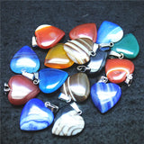 5PCS Carnelian Gemstone Heart Pendants 20MM DIY Jewelry Findings Mix Colors