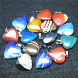 5PCS Carnelian Gemstone Heart Pendants 20MM DIY Jewelry Findings Mix Colors
