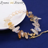 Yellow Quartz Chip Bracelet, Natural Stone Healing Crystal Bracelet