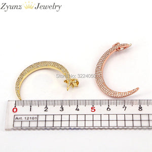 5PCS Micro Pave CZ Star & Crescent Moon Charms Pendants