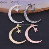 5PCS Micro Pave CZ Star & Crescent Moon Charms Pendants