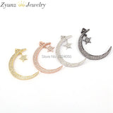 5PCS Micro Pave CZ Star & Crescent Moon Charms Pendants