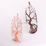 Natural Crystal Pillar Big Pendant Copper Wire Drusy Quartz Necklace