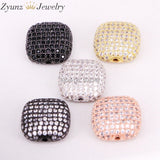 5PCS ZYZ320-6920 Square Bead Micro Pave Cz Spacer Beads