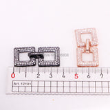 5PCS Micro Pave CZ Double Square Buckle Clasp for Jewelry Findings