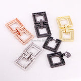 5PCS Micro Pave CZ Double Square Buckle Clasp for Jewelry Findings